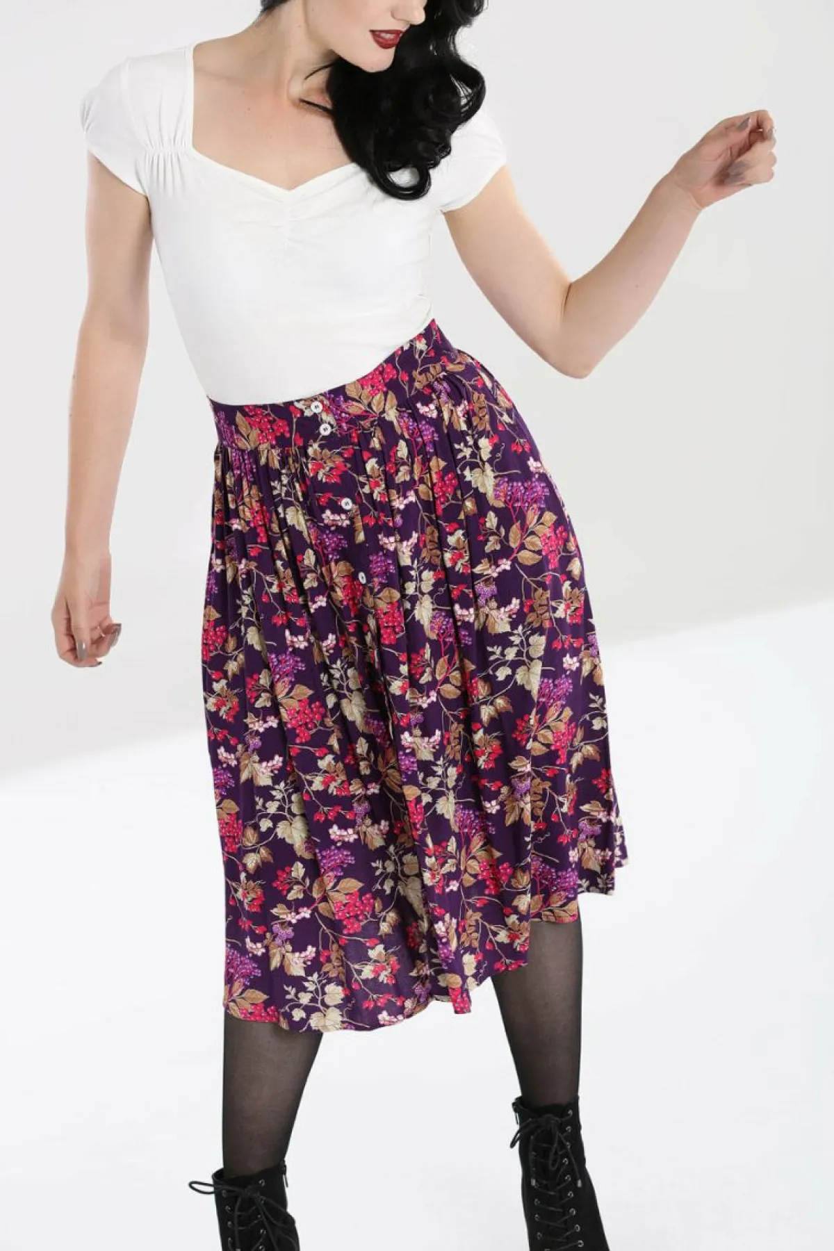 Women Hell Bunny Midi Skirts<Berry Crush Skirt