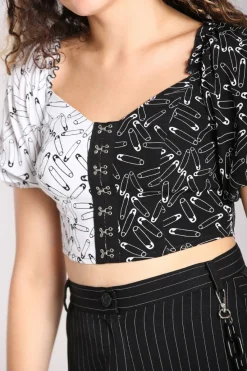 Women Hell Bunny Crop Tops<Safety Pin Crop Top