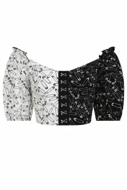 Women Hell Bunny Crop Tops<Safety Pin Crop Top