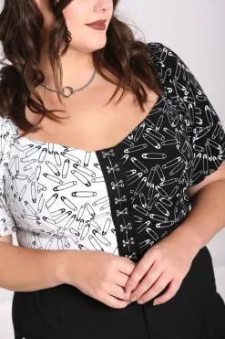 Women Hell Bunny Crop Tops<Safety Pin Crop Top