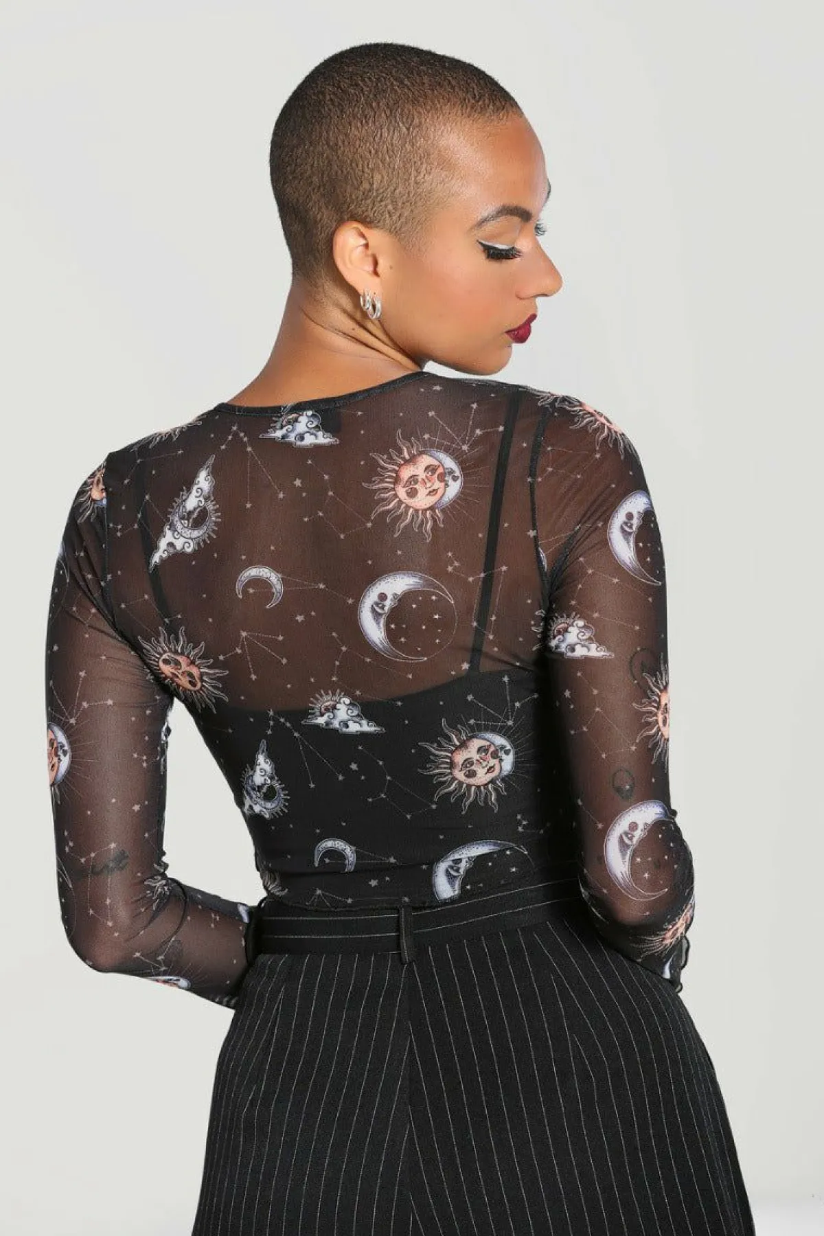 Women Hell Bunny Crop Tops<Solaris Mesh Top