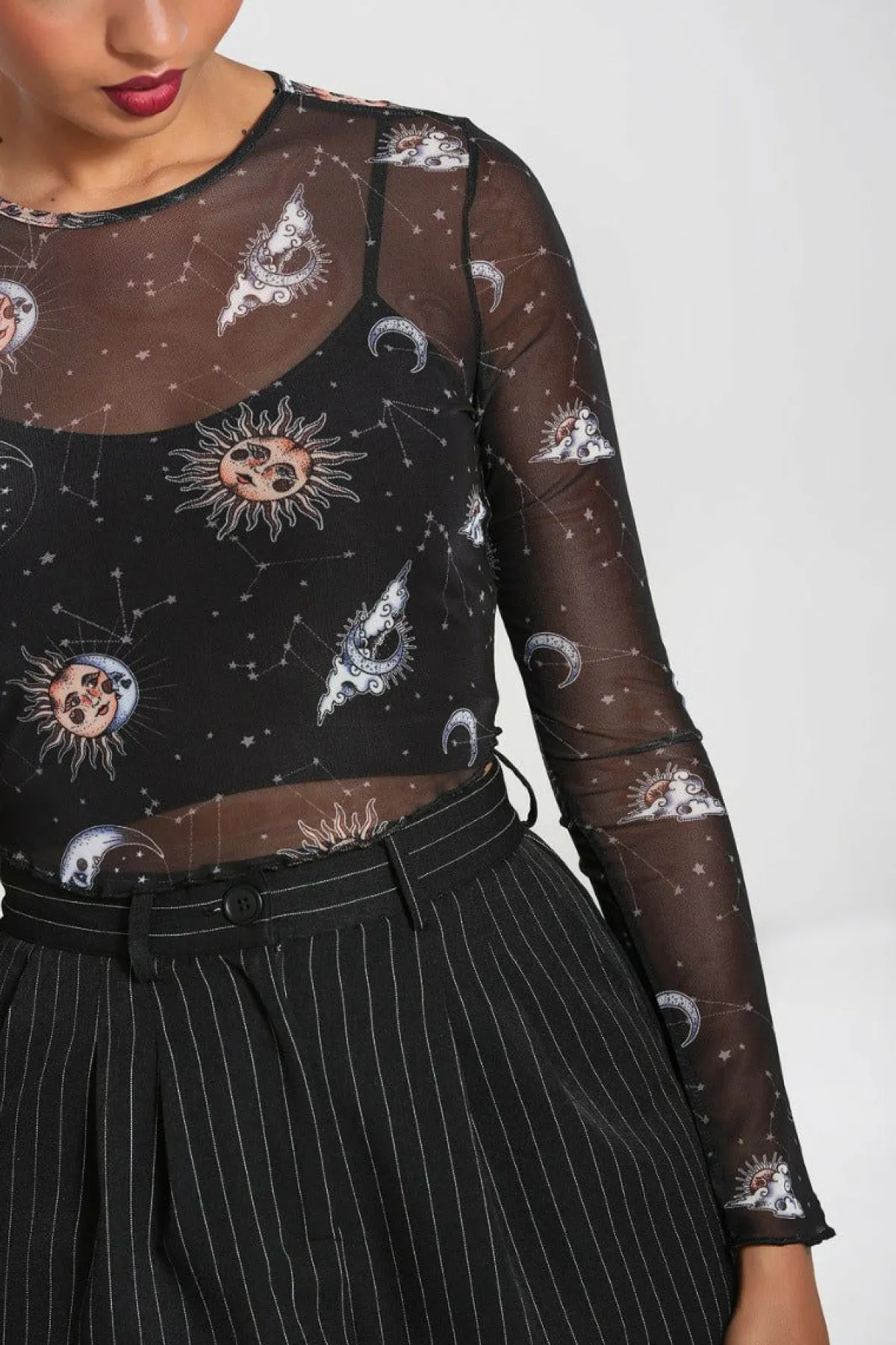 Women Hell Bunny Crop Tops<Solaris Mesh Top