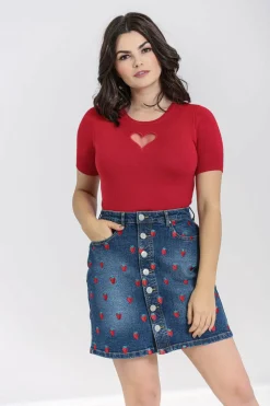 Women Hell Bunny Skirts<Strawberry Denim Mini Skirt