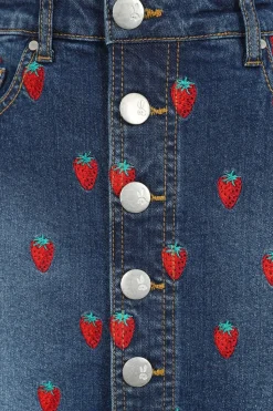 Women Hell Bunny Skirts<Strawberry Denim Mini Skirt