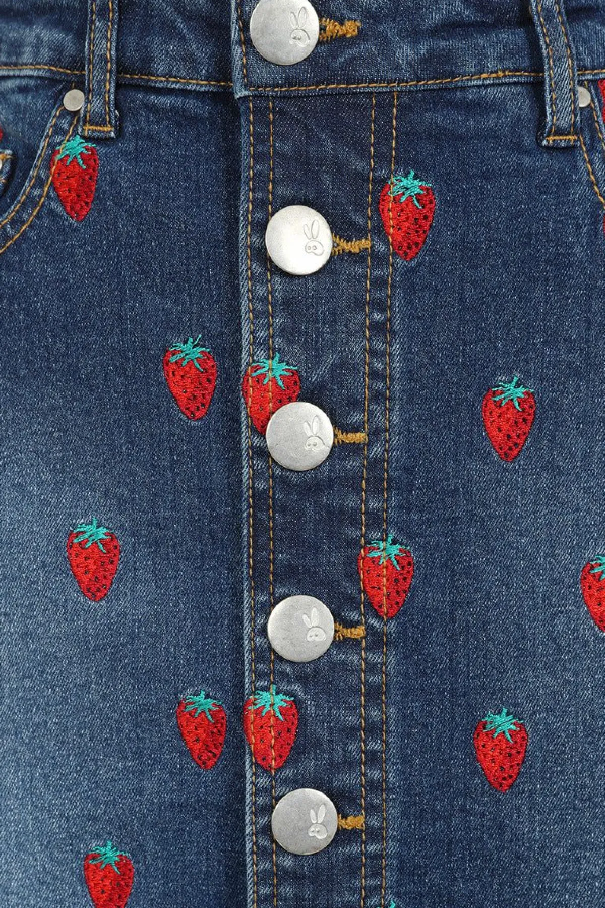 Women Hell Bunny Skirts<Strawberry Denim Mini Skirt