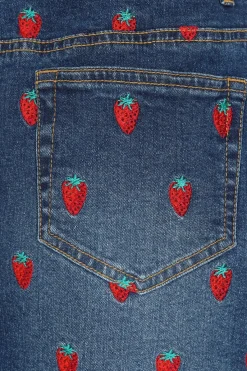 Women Hell Bunny Skirts<Strawberry Denim Mini Skirt