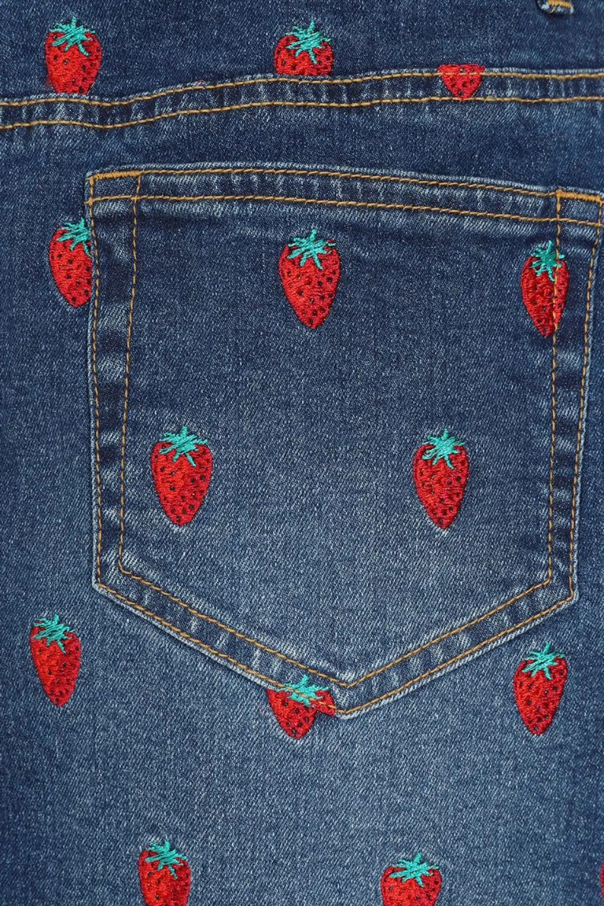 Women Hell Bunny Skirts<Strawberry Denim Mini Skirt