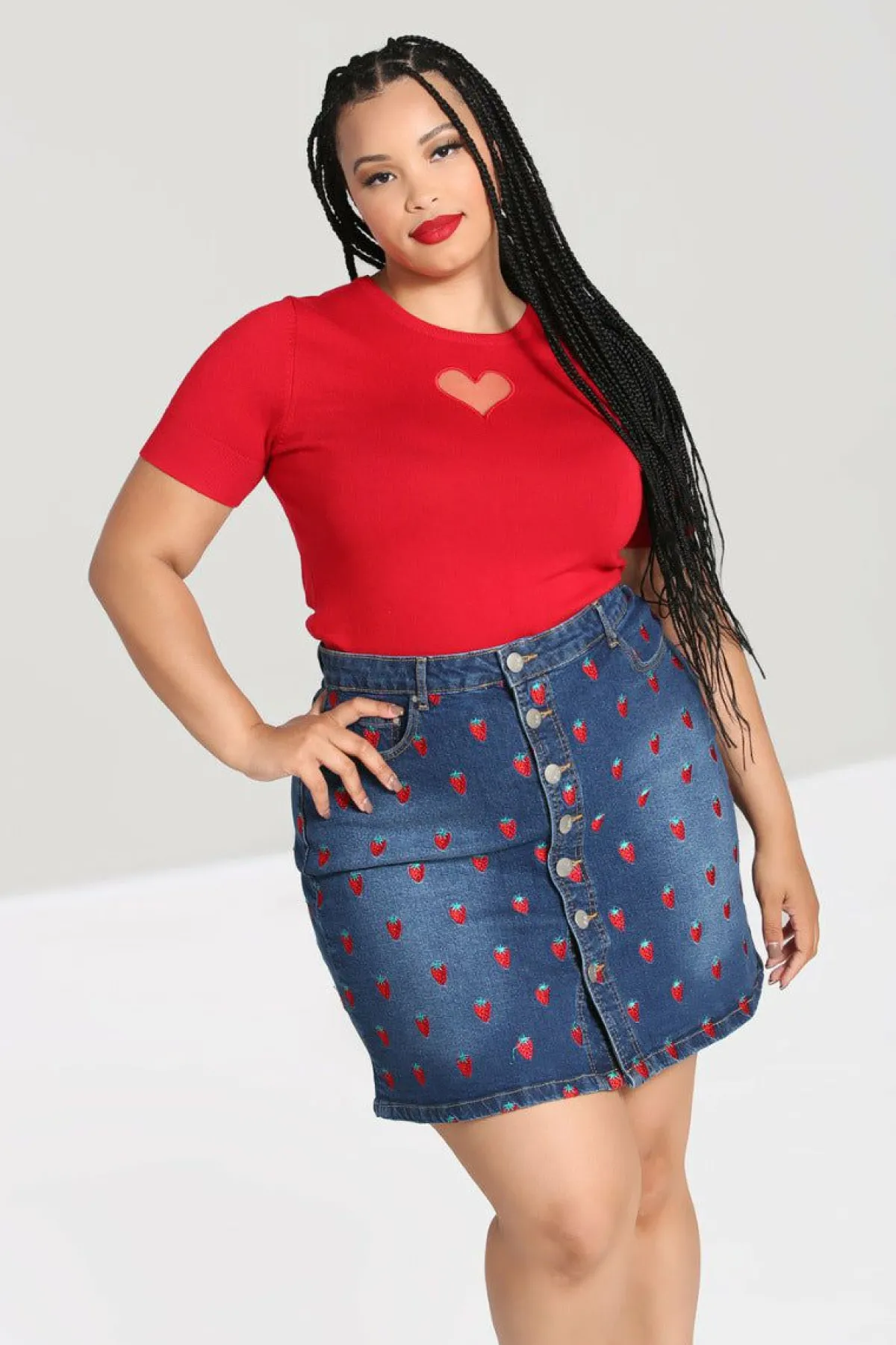 Women Hell Bunny Skirts<Strawberry Denim Mini Skirt