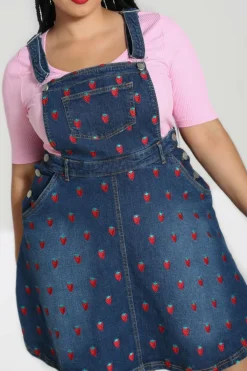 Women Hell Bunny Dresses<Strawberry Denim Pinafore Dress