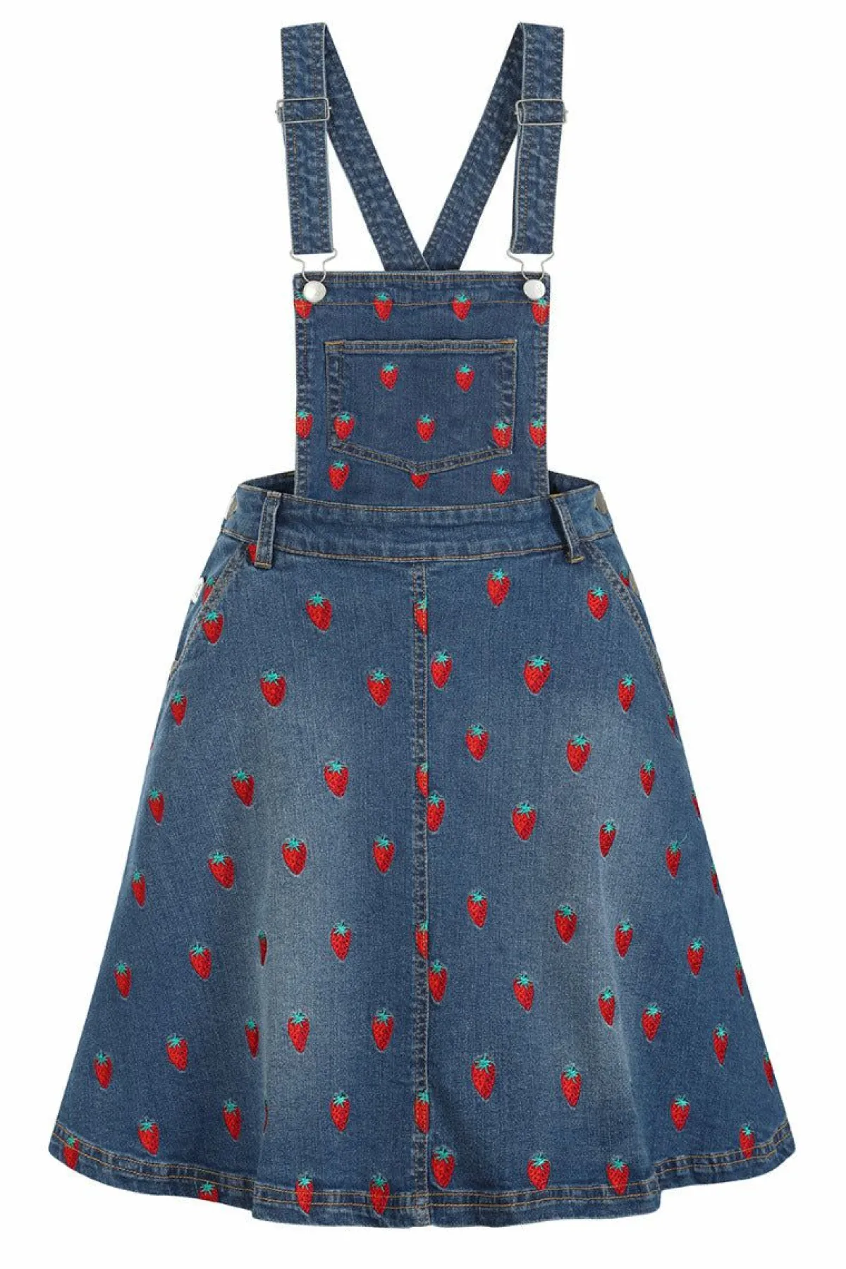 Women Hell Bunny Dresses<Strawberry Denim Pinafore Dress
