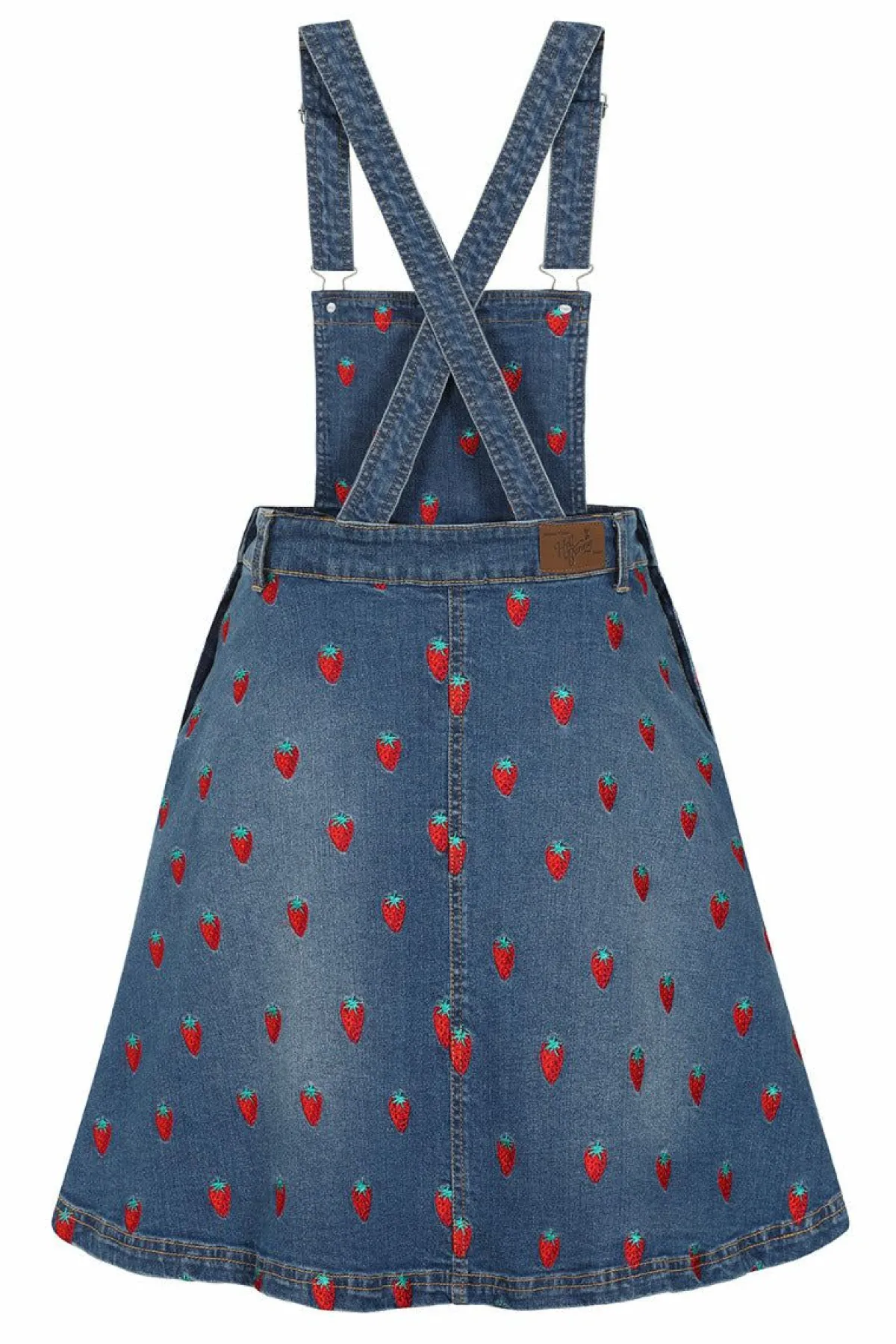 Women Hell Bunny Dresses<Strawberry Denim Pinafore Dress