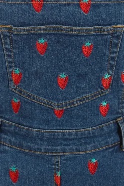 Women Hell Bunny Dresses<Strawberry Denim Pinafore Dress