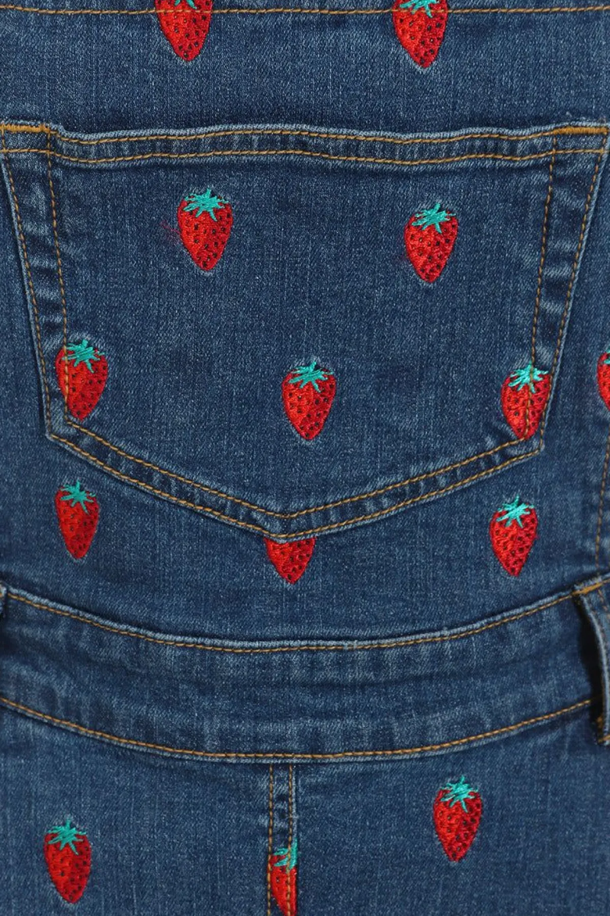 Women Hell Bunny Dresses<Strawberry Denim Pinafore Dress