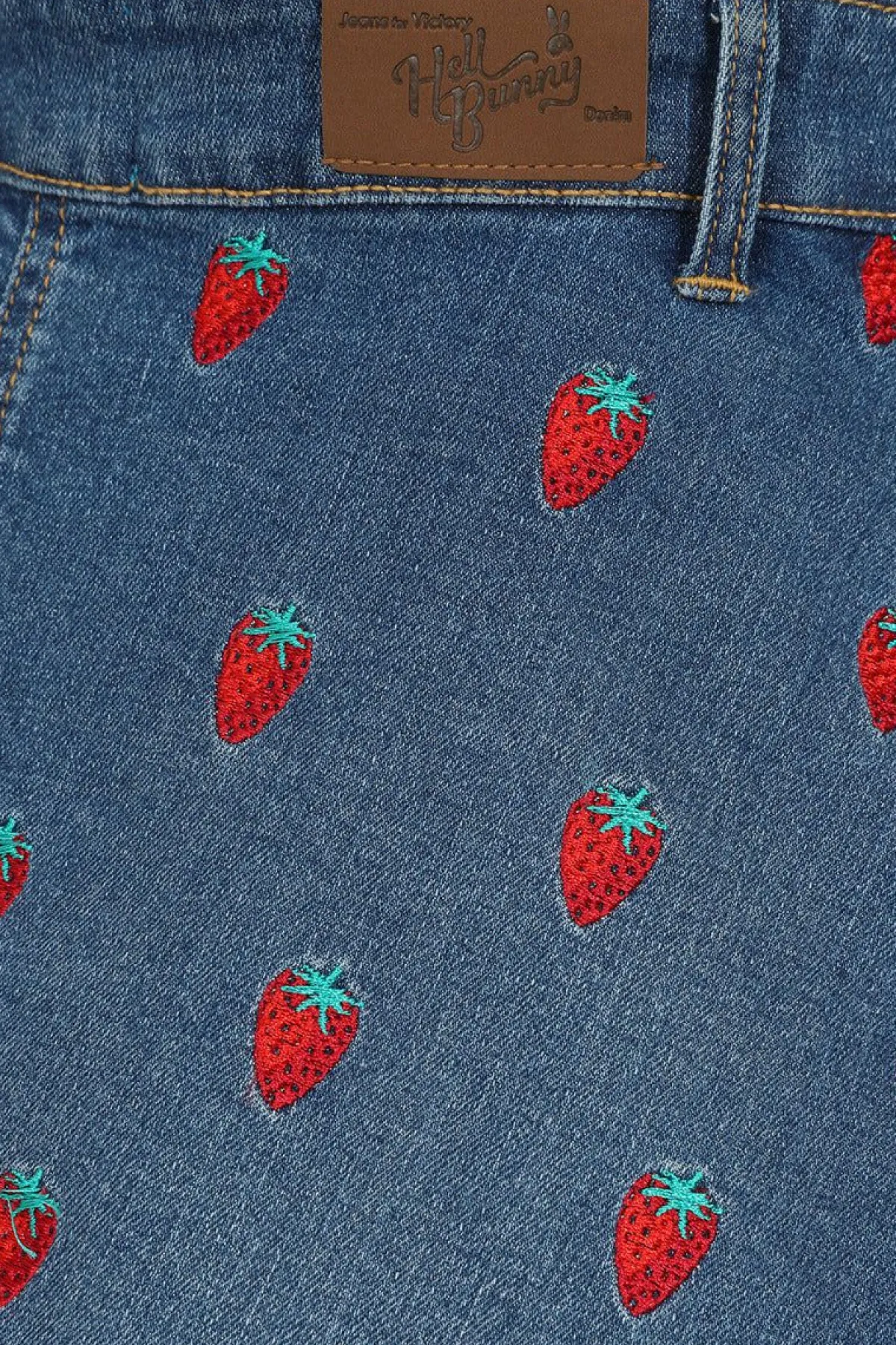 Women Hell Bunny Dresses<Strawberry Denim Pinafore Dress