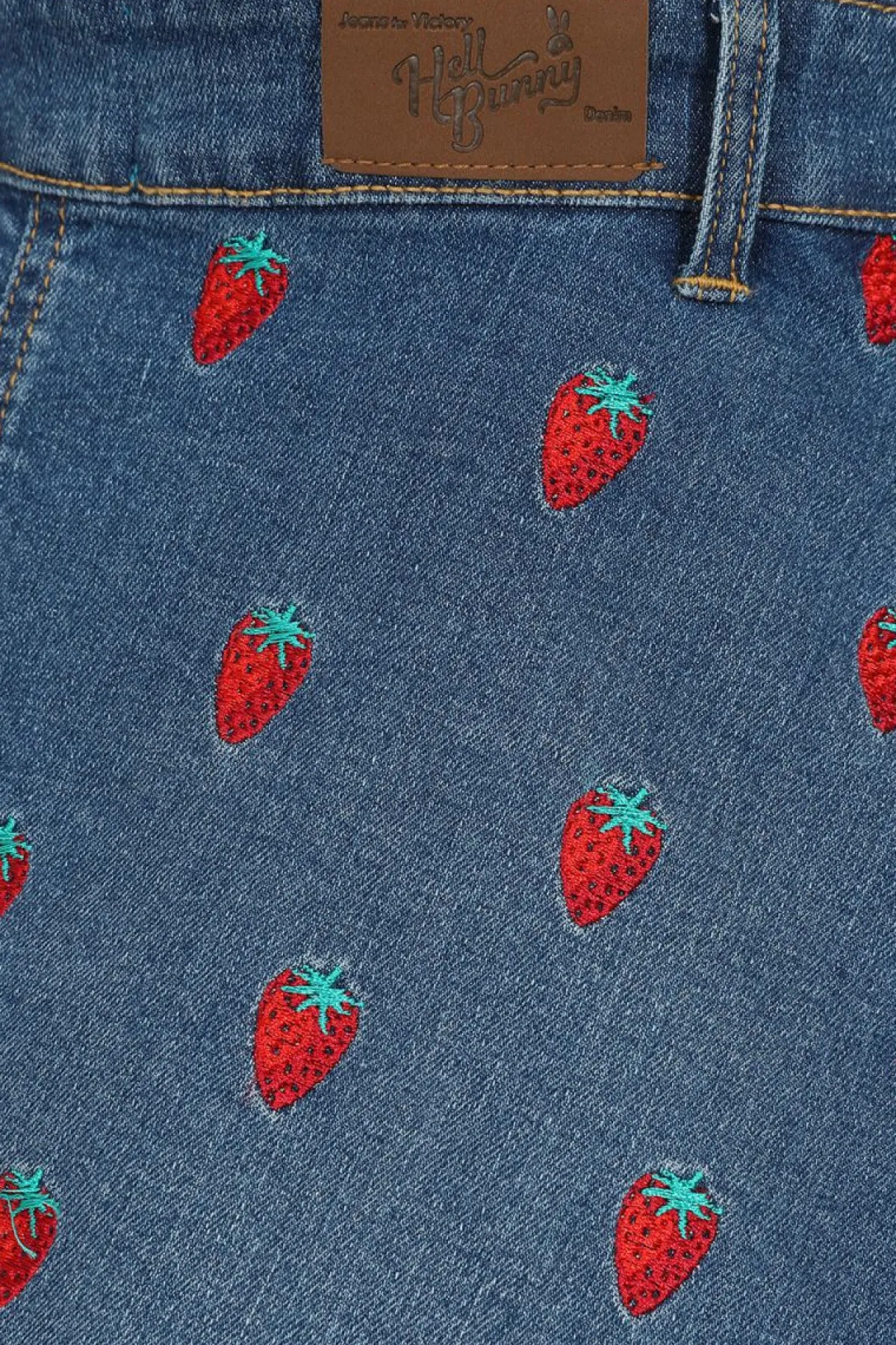 Women Hell Bunny Dresses<Strawberry Denim Pinafore Dress