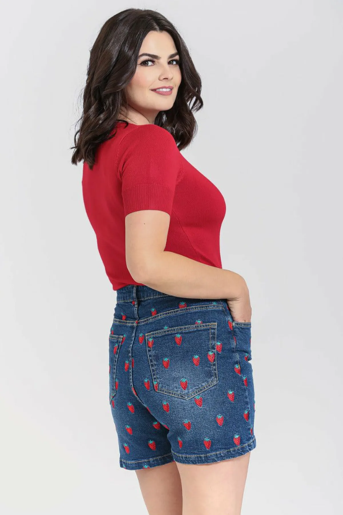 Women Hell Bunny Shorts<Strawberry Denim Shorts